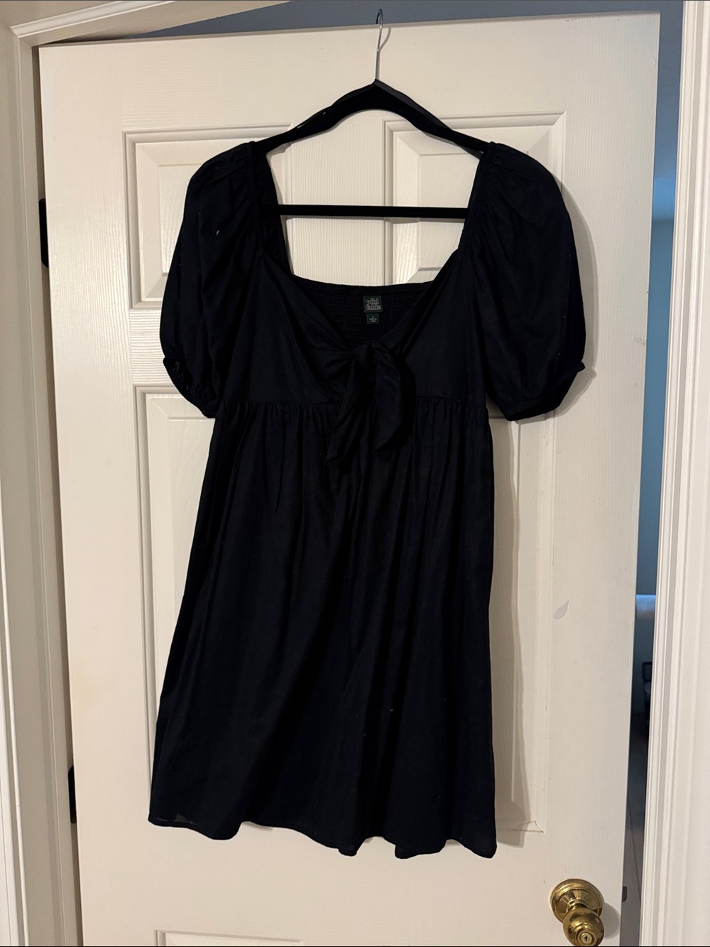 wild fable Black Puff Sleeve Tie-Front Dress